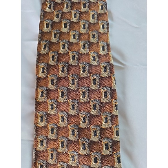 J. Z. Richards All 100% Silk Tie Brown Pattern Hand Crafted In AMERICA - Picture 2 of 6